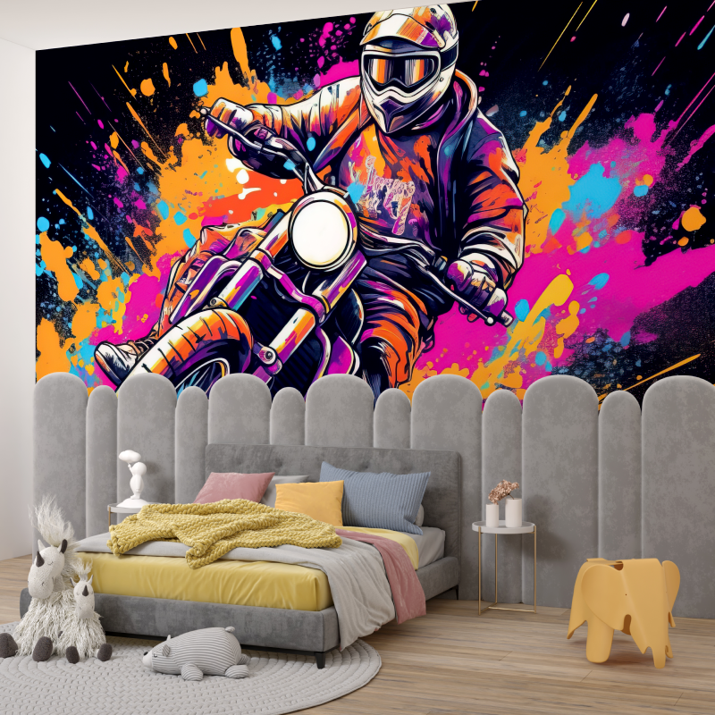 Motorrad Graffiti Schlafzimmer Tapete | Wandbilder Tapete