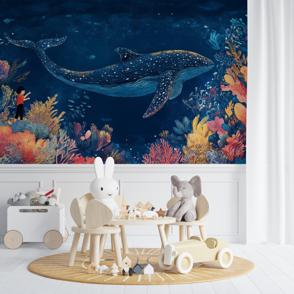 Whale and Treasure Wallpaper | Murals Wallpaper