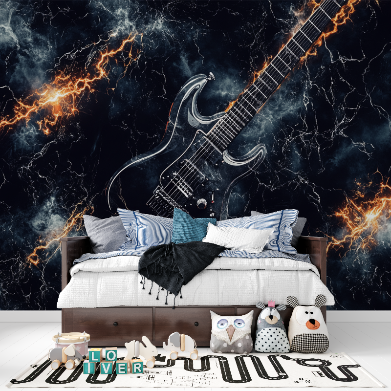 Panoramic Electric Guitar Wallpaper | Murals Wallpaper
