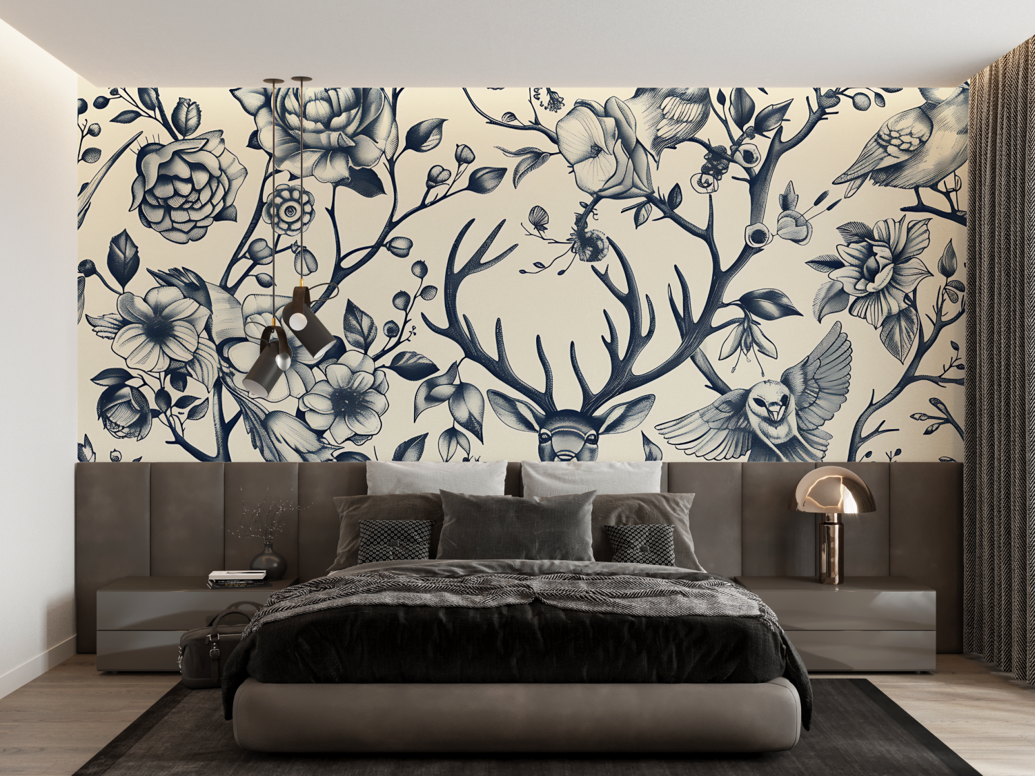 Deer Toile Wallpaper | Murals Wallpaper
