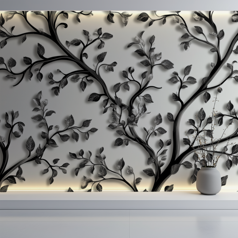 Schwarze Baum-Tapete im Barockstil | Murals Wallpaper