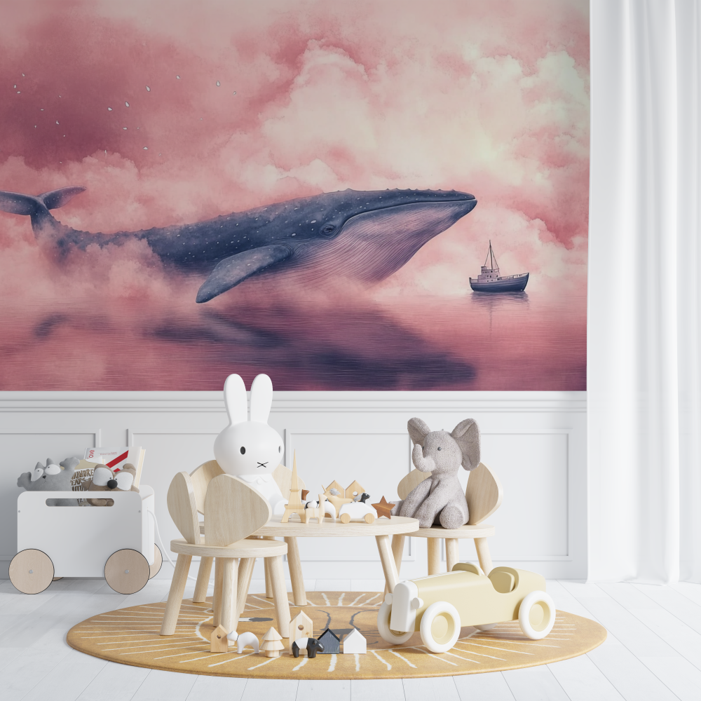 Whale and Boat Wallpaper | Murals Wallpaper