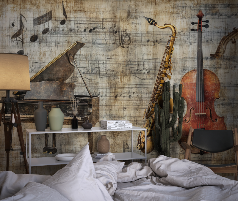 Vintage Musical Instrument Wallpaper | Murals Wallpaper