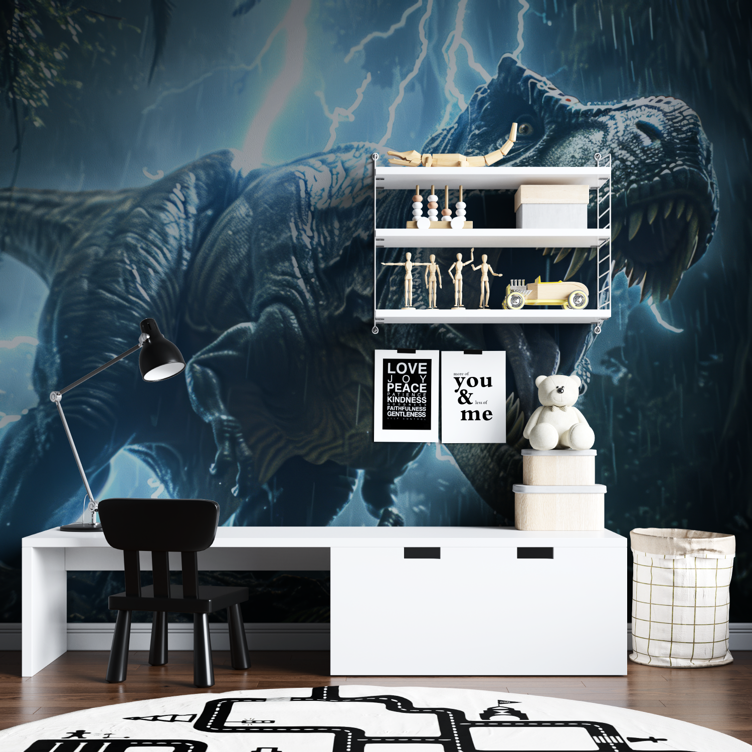 T-Rex Blitz-Tapete | Wandbilder