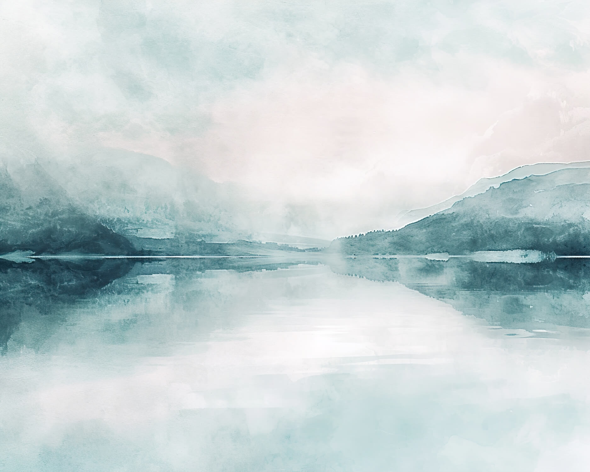 Watercolor Misty Lake Wallpaper | Murals Wallpaper