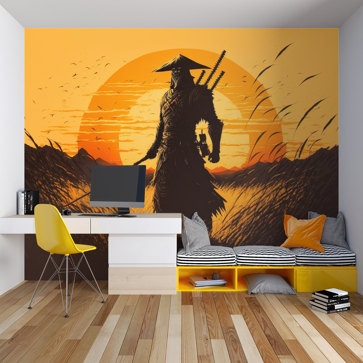 Orange Samurai Wallpaper | Murals Wallpaper