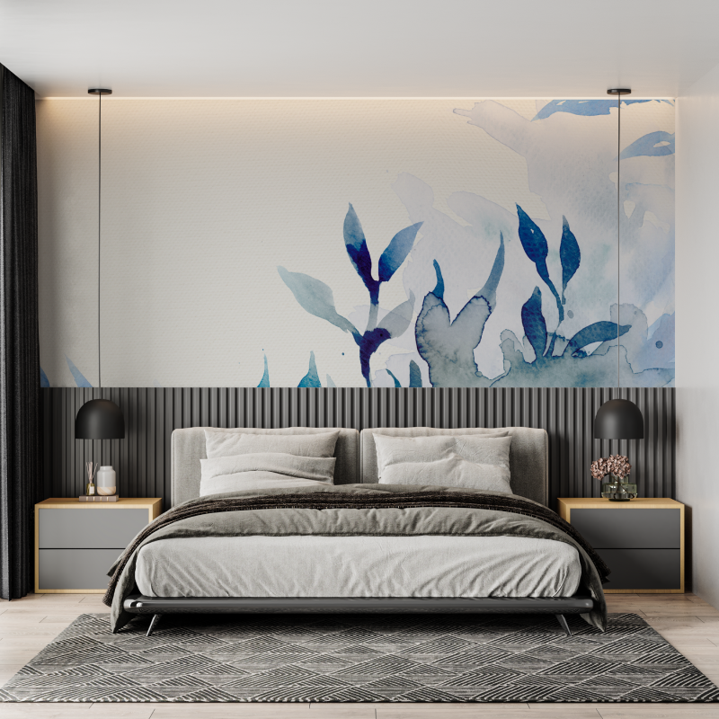 Papel de parede Watercolor Nature Blue | Murals Wallpaper