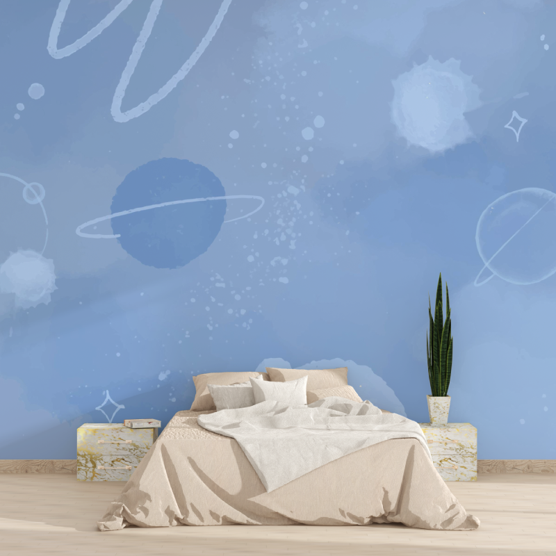 Blue Space Boy's Room Wallpaper | Murals Wallpaper