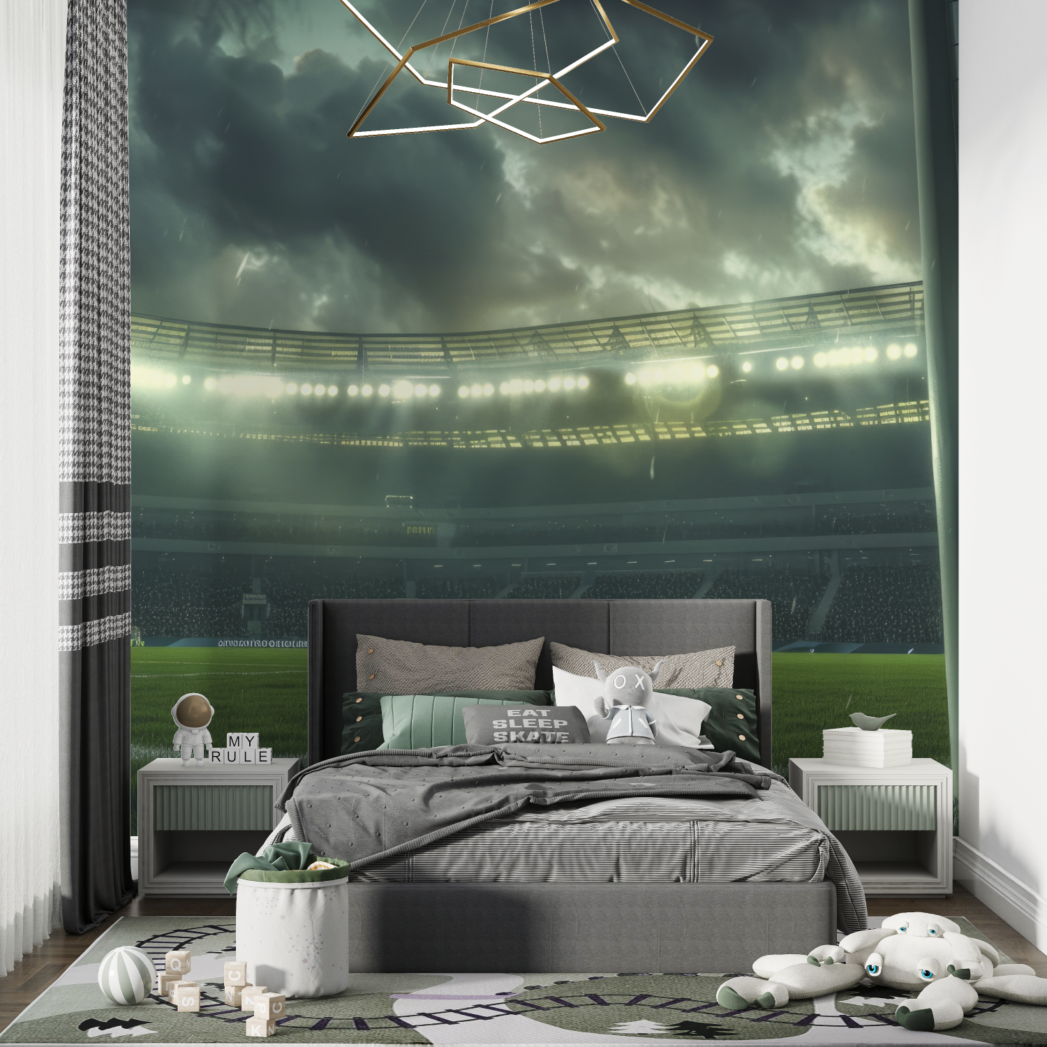Soccer Field Rain Wallpaper | Murals Wallpaper