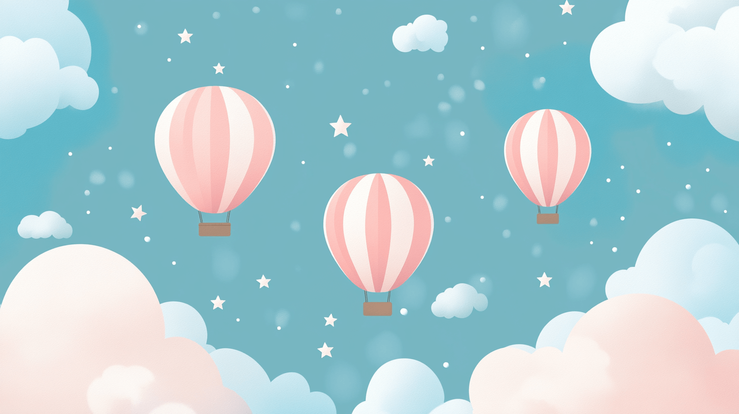 Hot Air Balloon and Shooting Stars Wallpaper | Murals Wallpaper