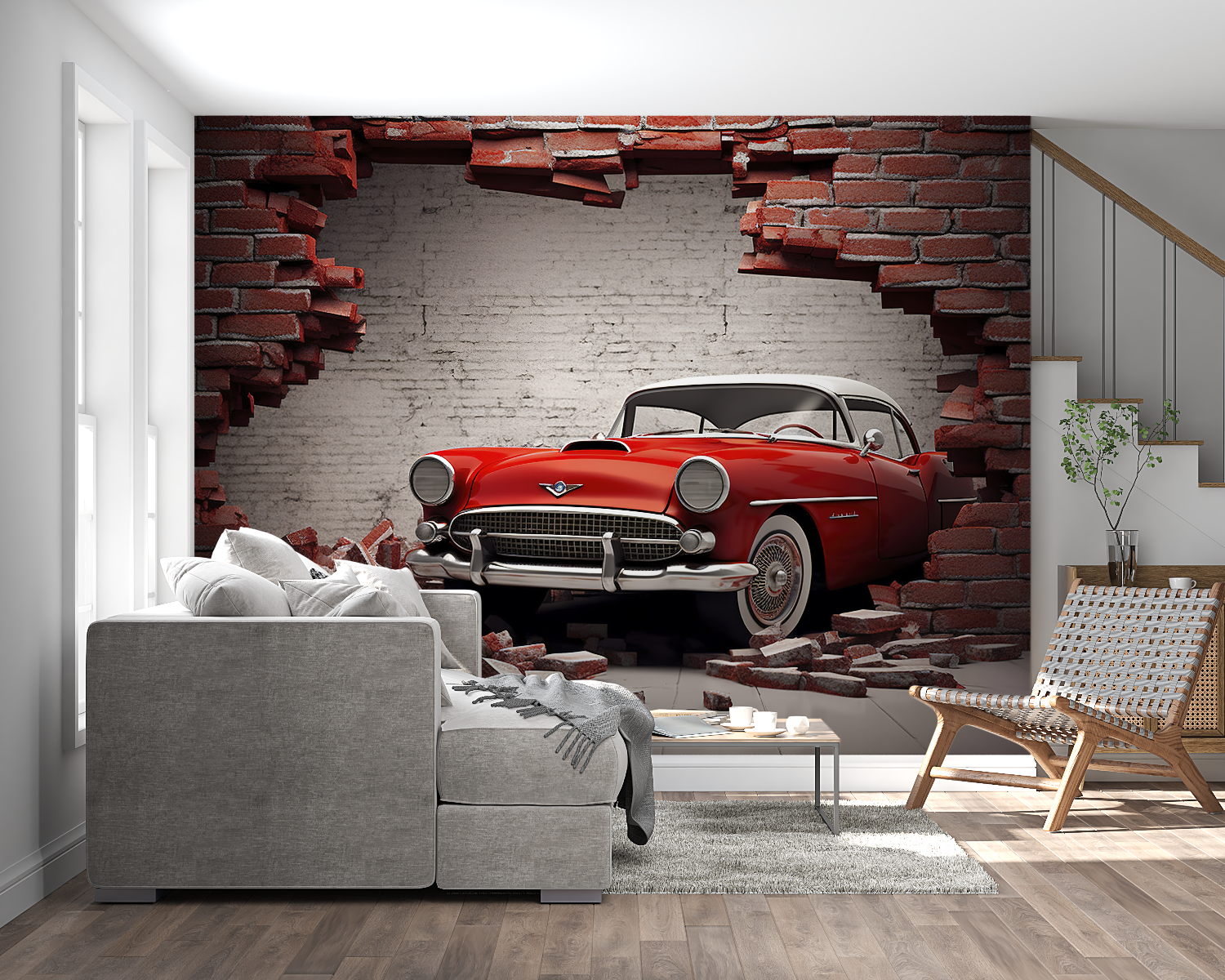 Vintage Car 3D Wallpaper | Murals Wallpaper