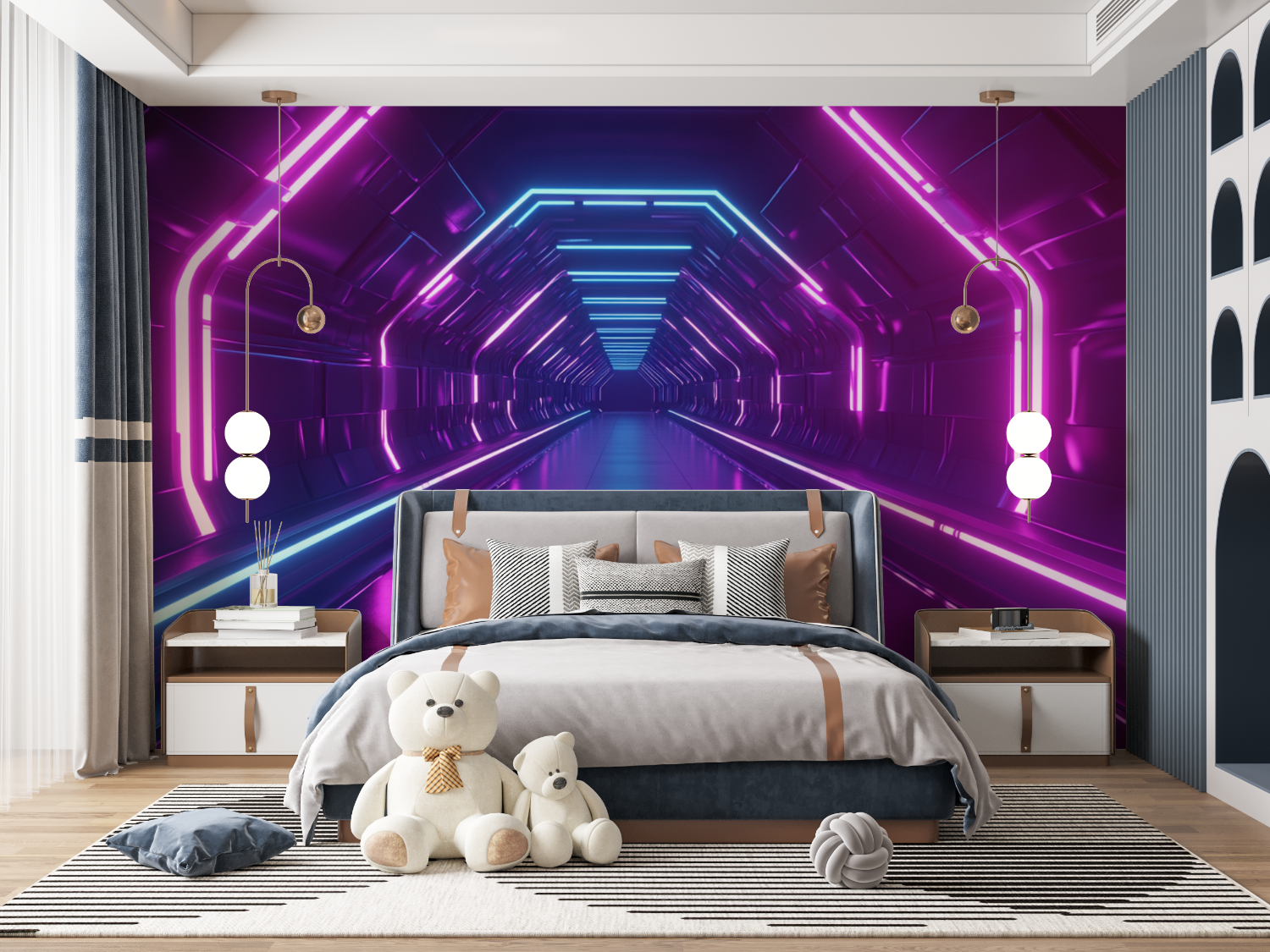 Neon Effect Wallpaper Gamer Room | Murals Wallpaper