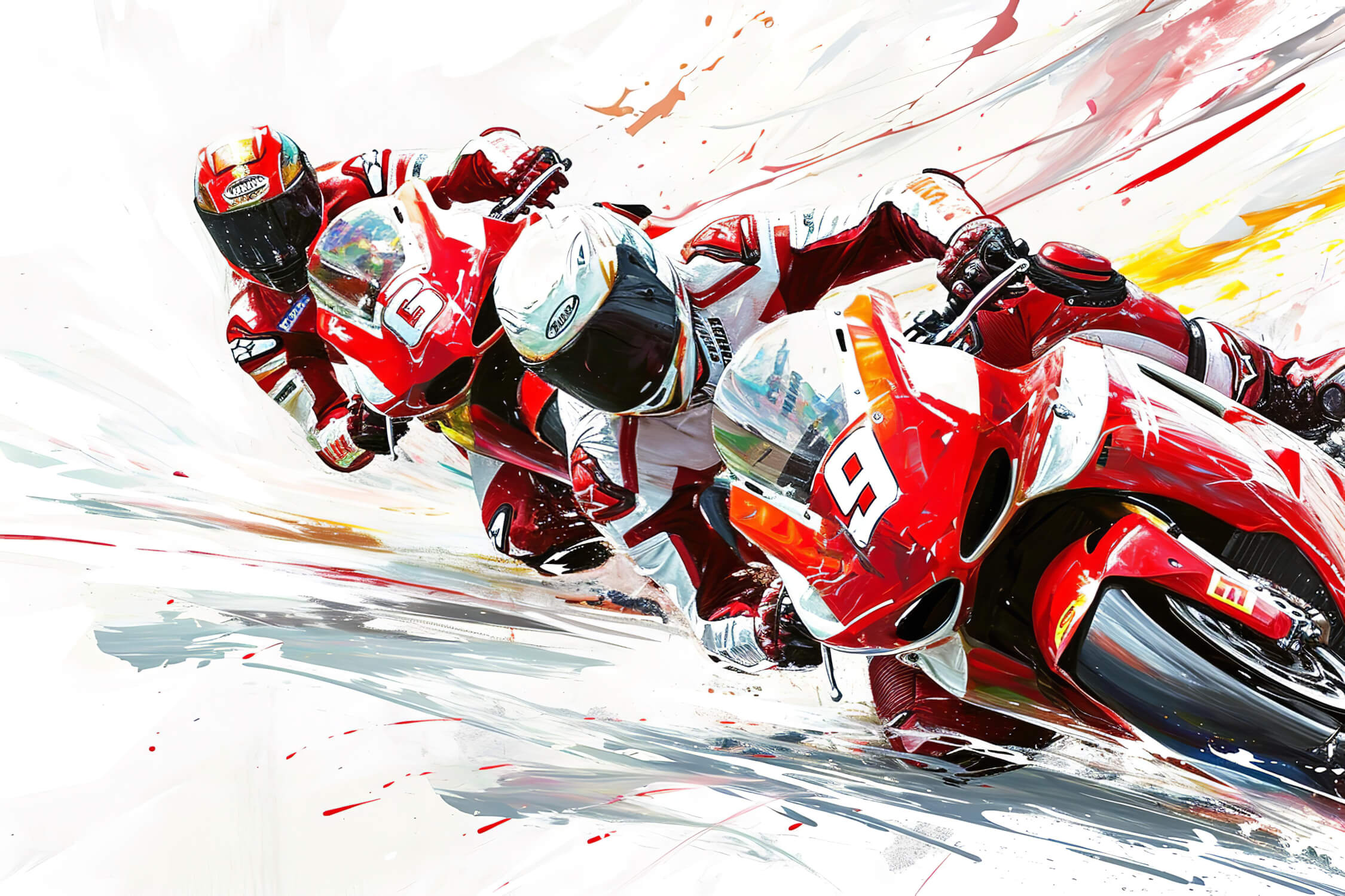 3D Wallpaper Teen Room Racing Motorcycle Watercolor | Murals Wallpaper