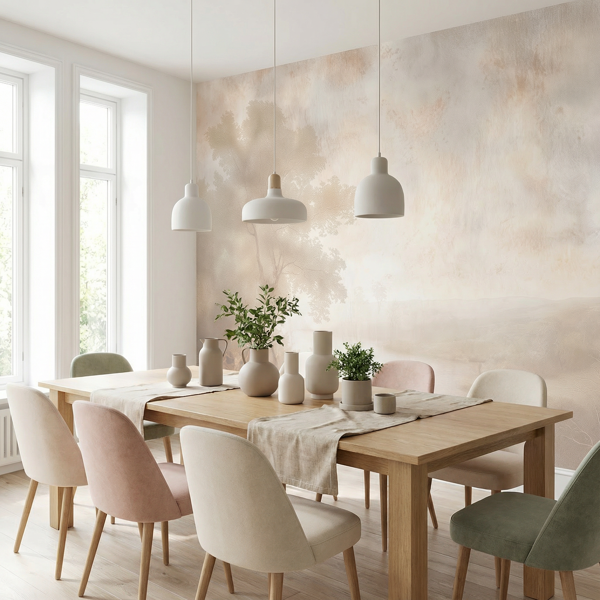 Vintage Landscape Toile Mural Wallpaper