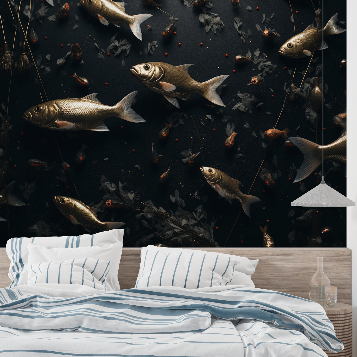 Fish Wallpaper Black Background | Murals Wallpaper