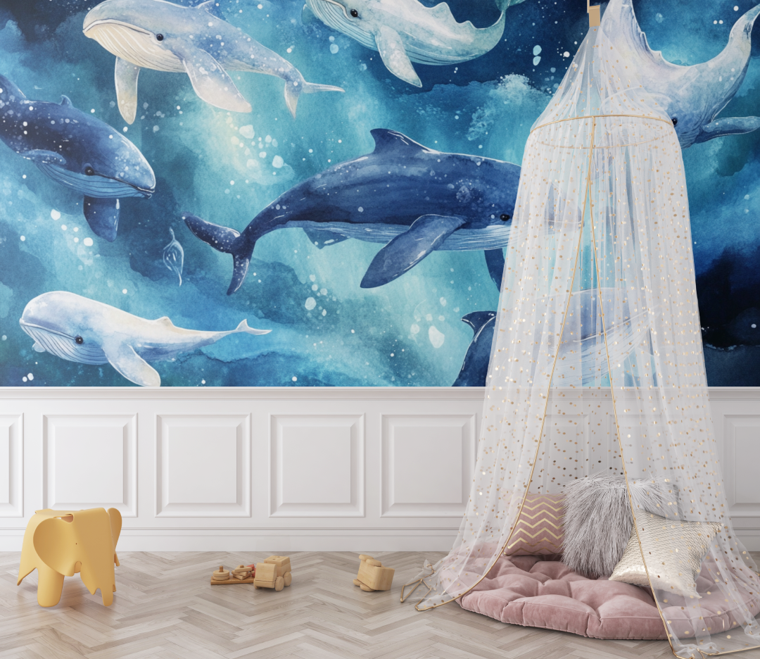 Joyful Whale School Wallpaper | Murals Wallpaper