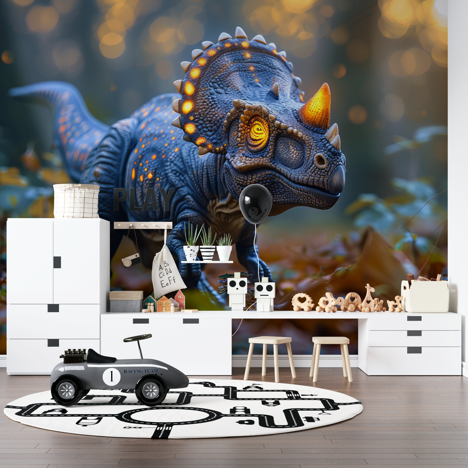 Neon Dinosaurier Tapete | Wandbilder Tapete