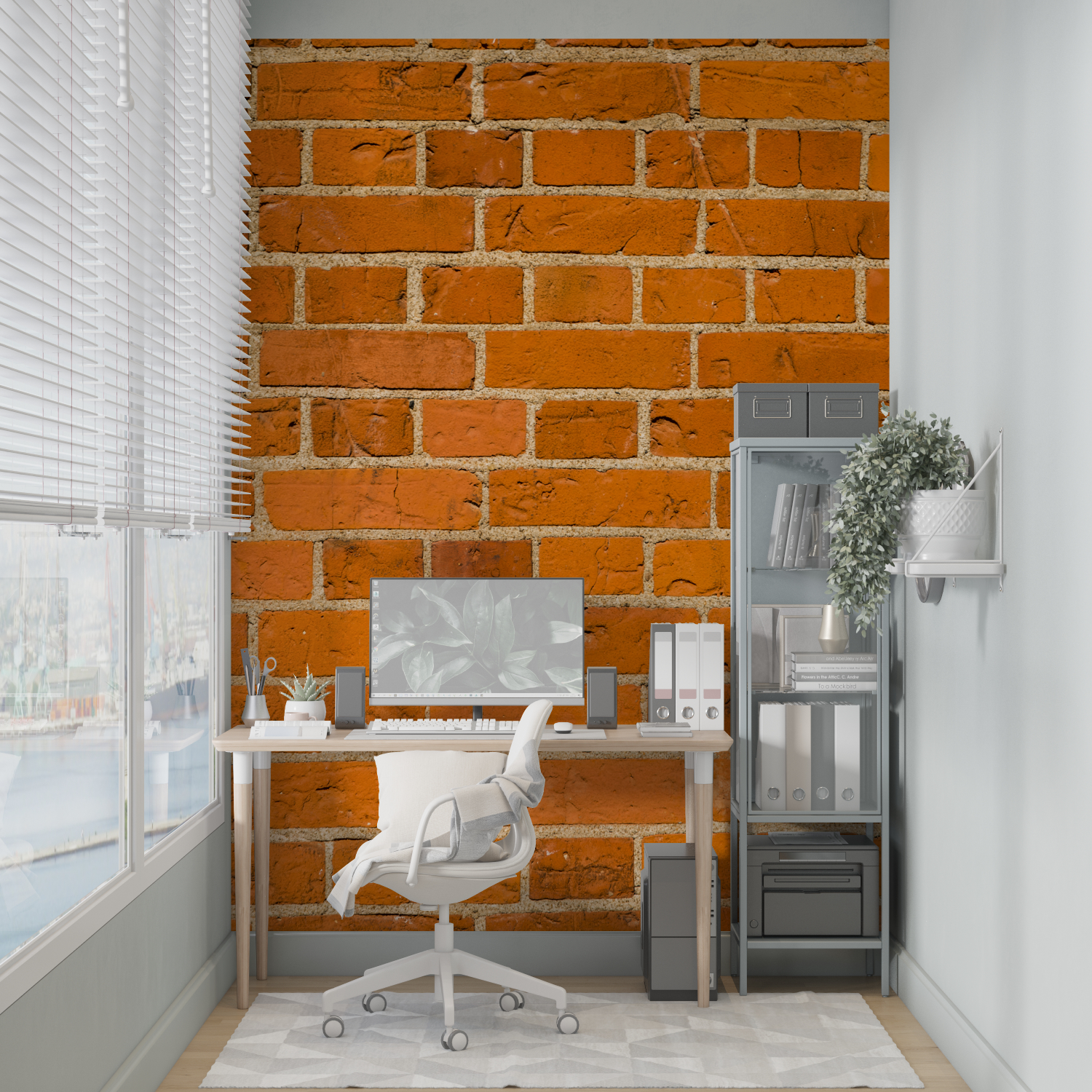 Orange Brick Look Wallpaper | Murals Wallpaper