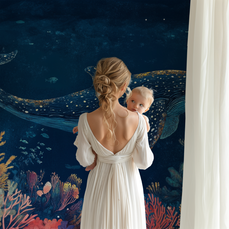 Whale and Treasure Wallpaper | Murals Wallpaper