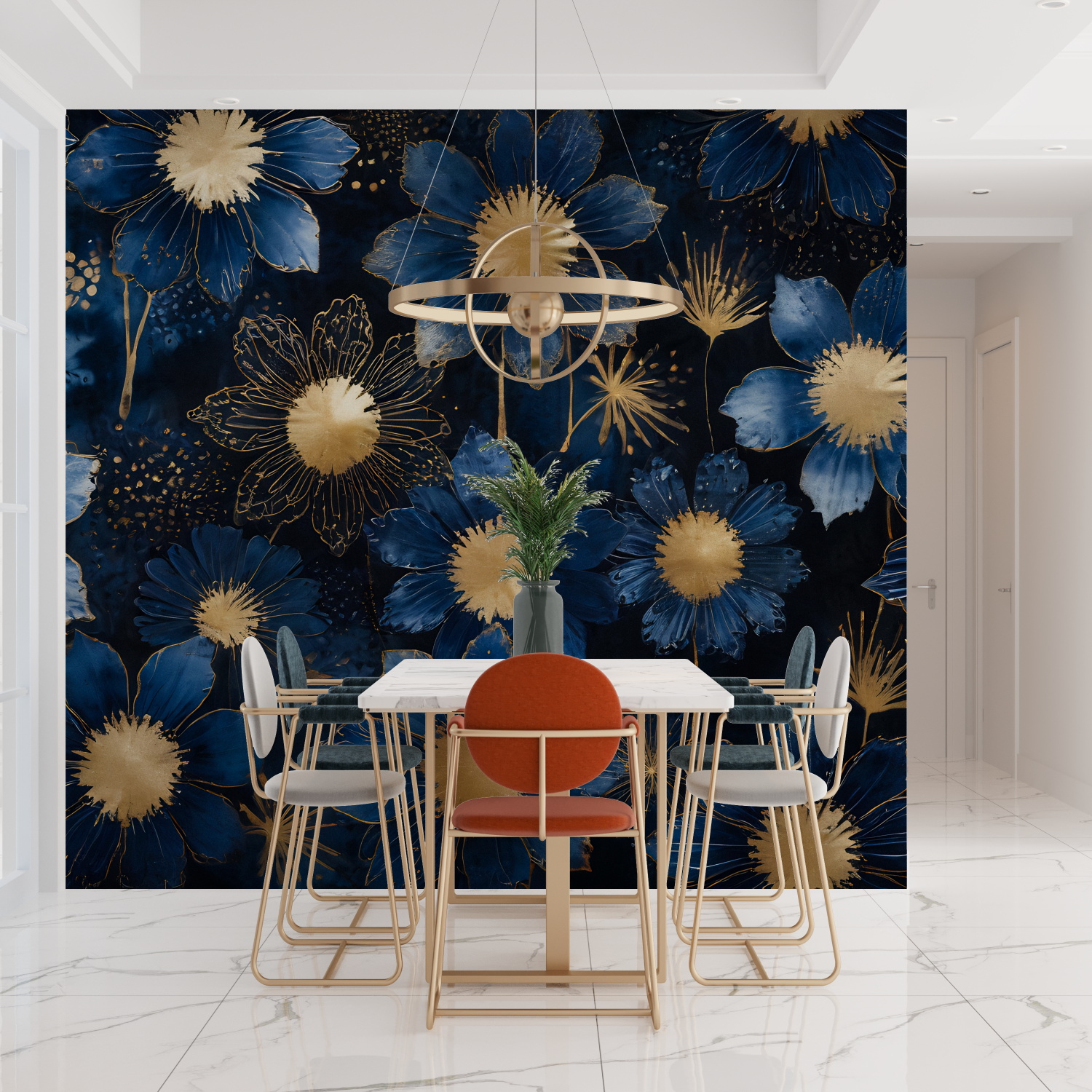 Art Deco Gold and Petrol Blue Wallpaper | Murals Wallpaper