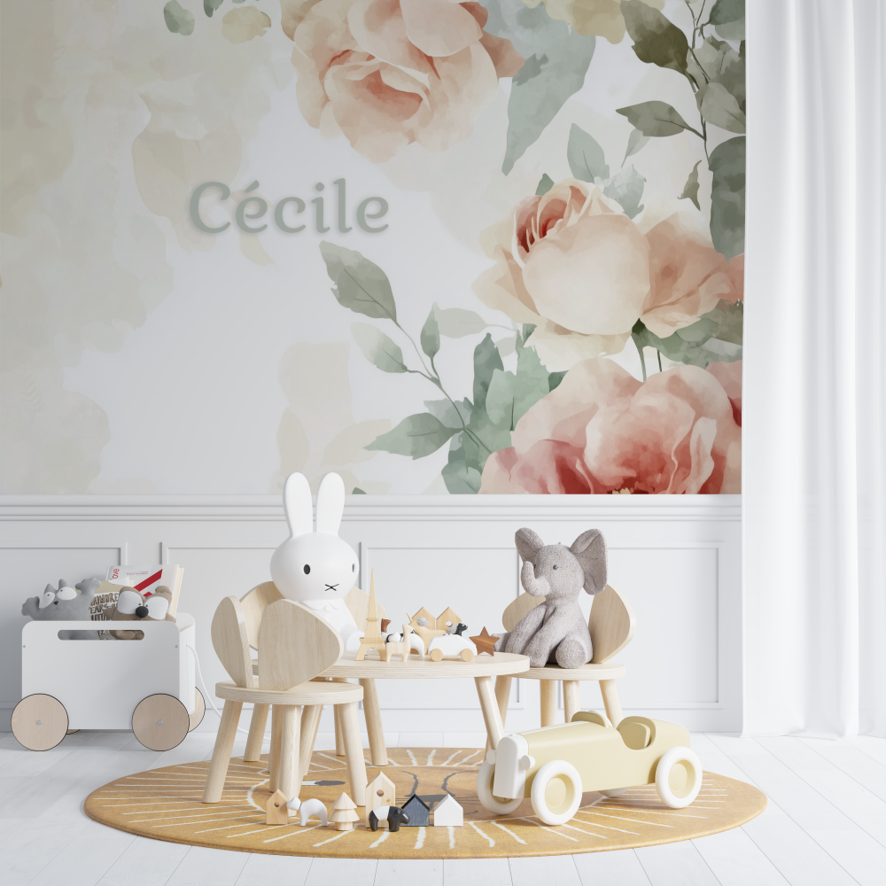 Papel de parede de Watercolor Flowers Name | Murals Wallpaper