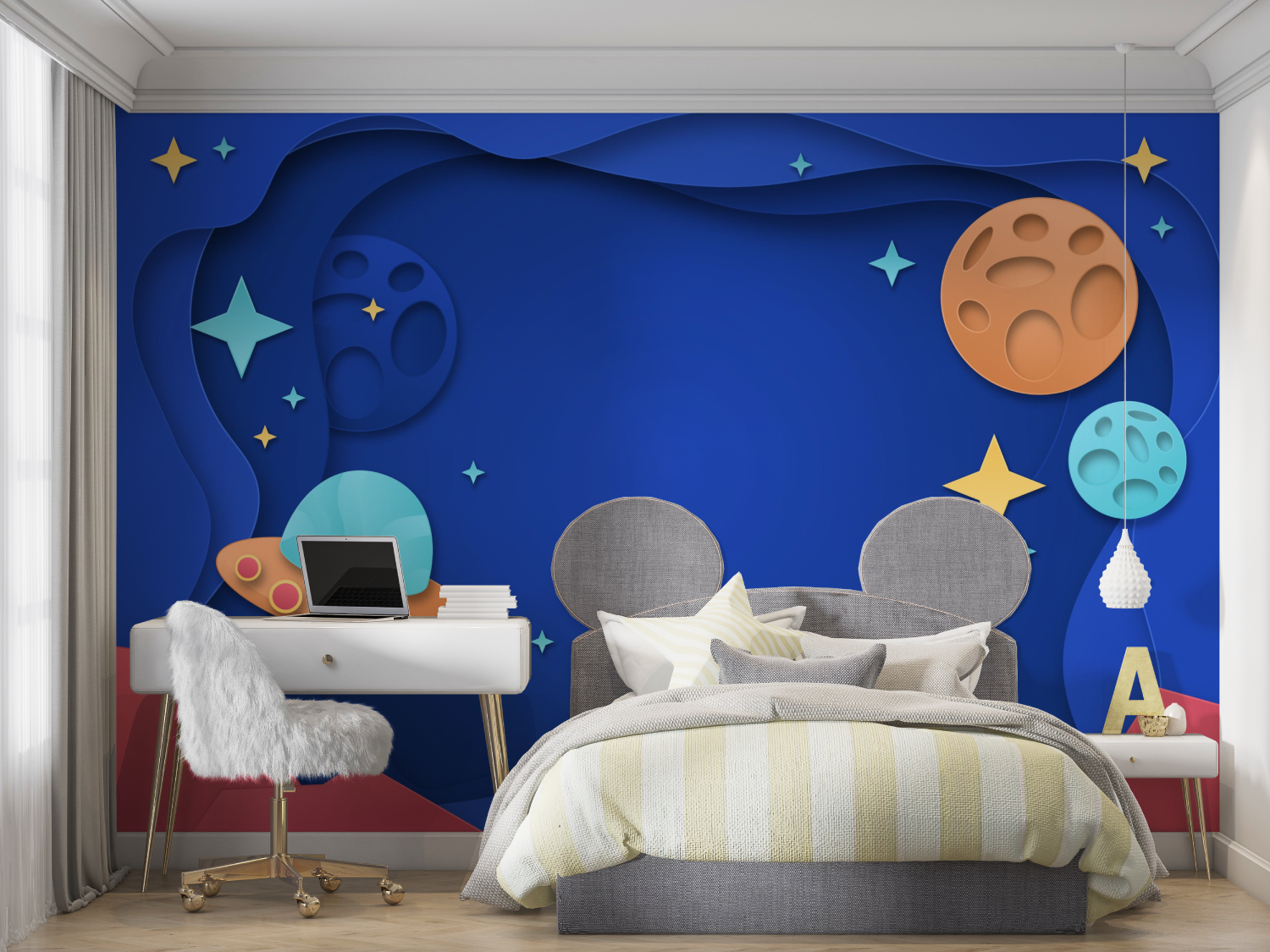 Space Theme Boys' Room Wallpaper | Murals Wallpaper