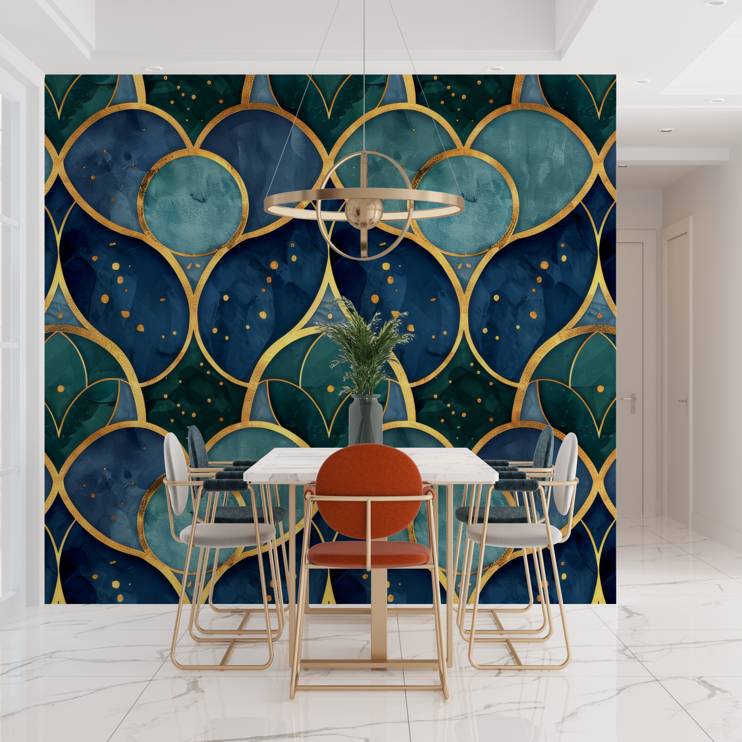Art Deco Blue Green Wallpaper | Murals Wallpaper