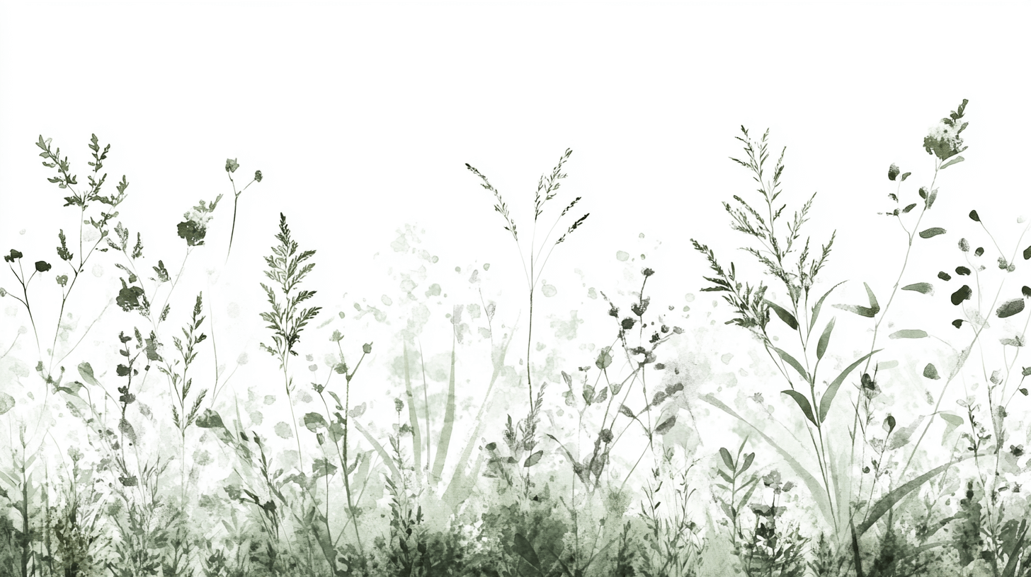 Watercolor Wild Plant Silhouettes Wallpaper | Murals Wallpaper
