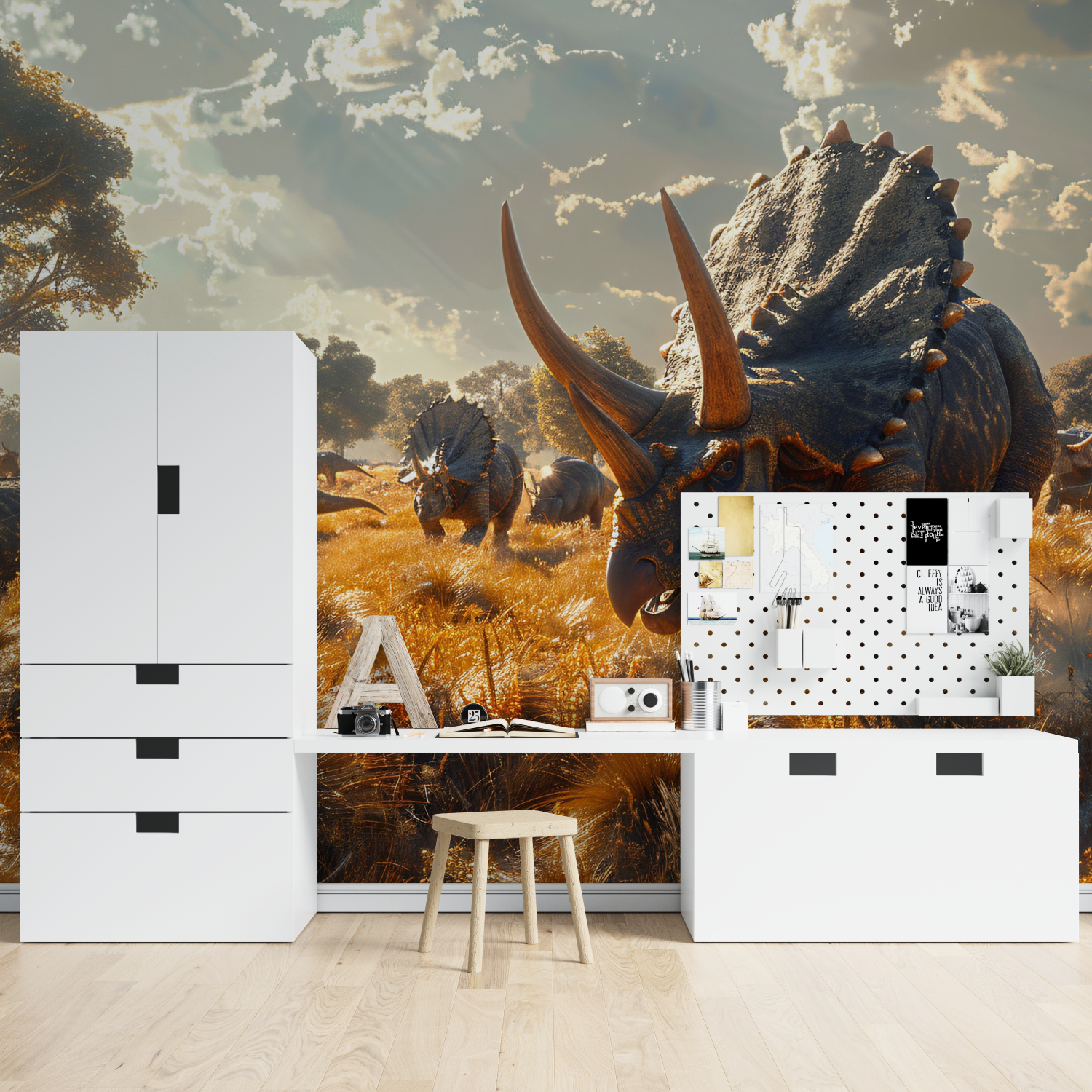 Triceratops Hunting Wallpaper | Murals Wallpaper