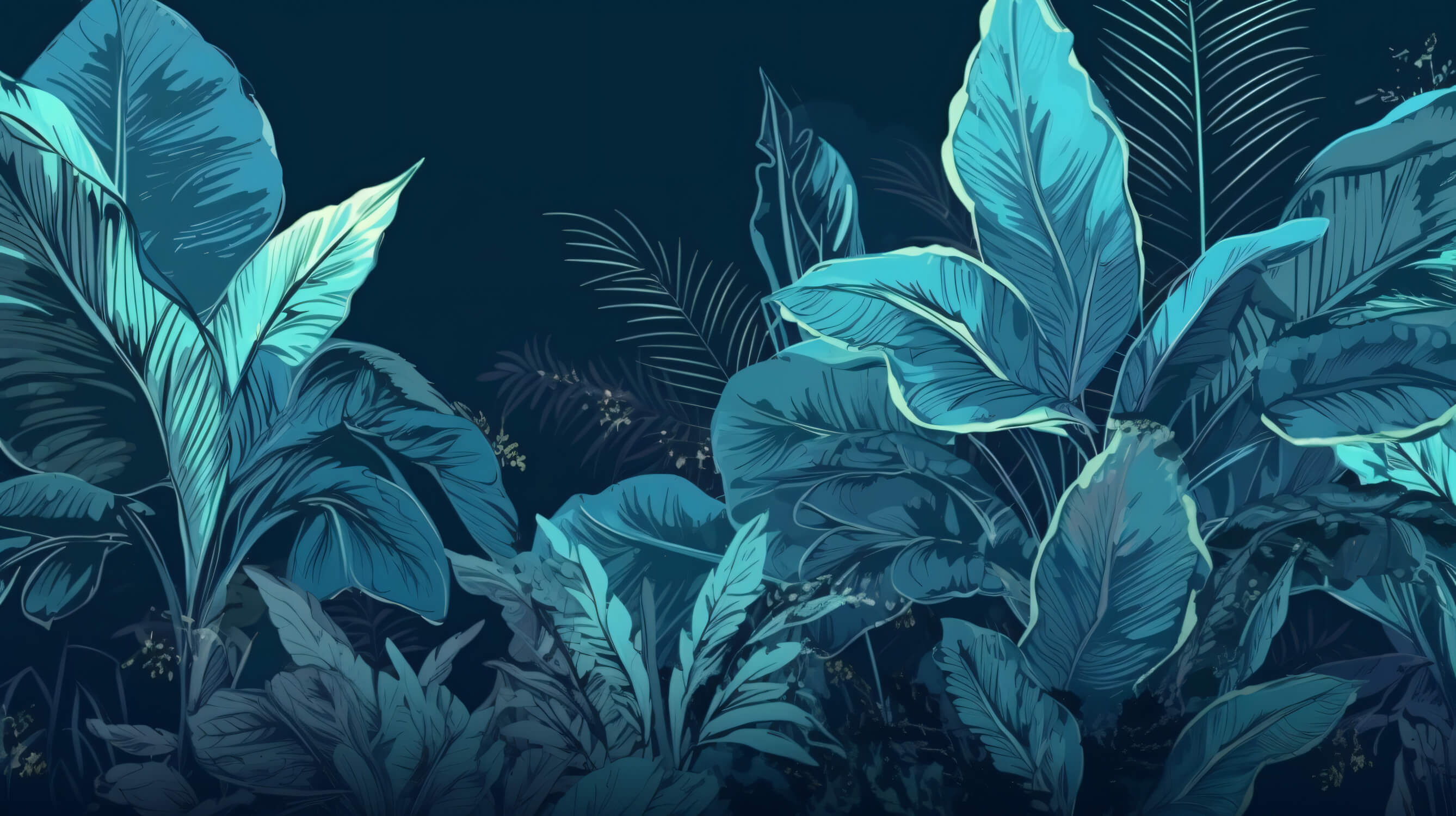 Tapetenpapier Jungle Bleu Canard