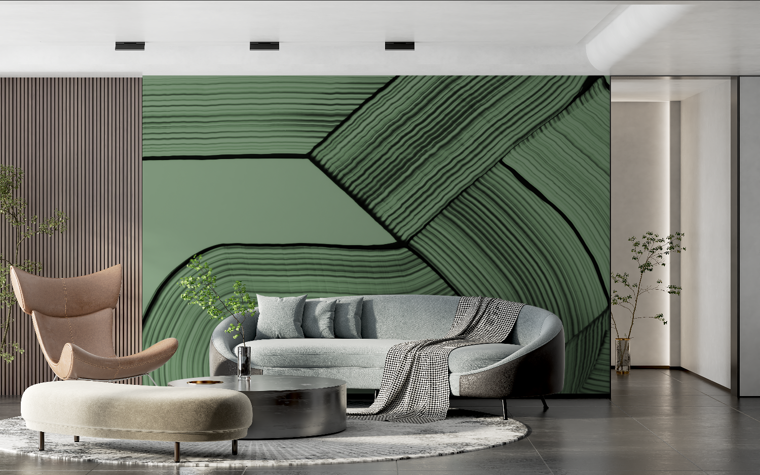 Grüne Grafiktapete | Wandbildtapete