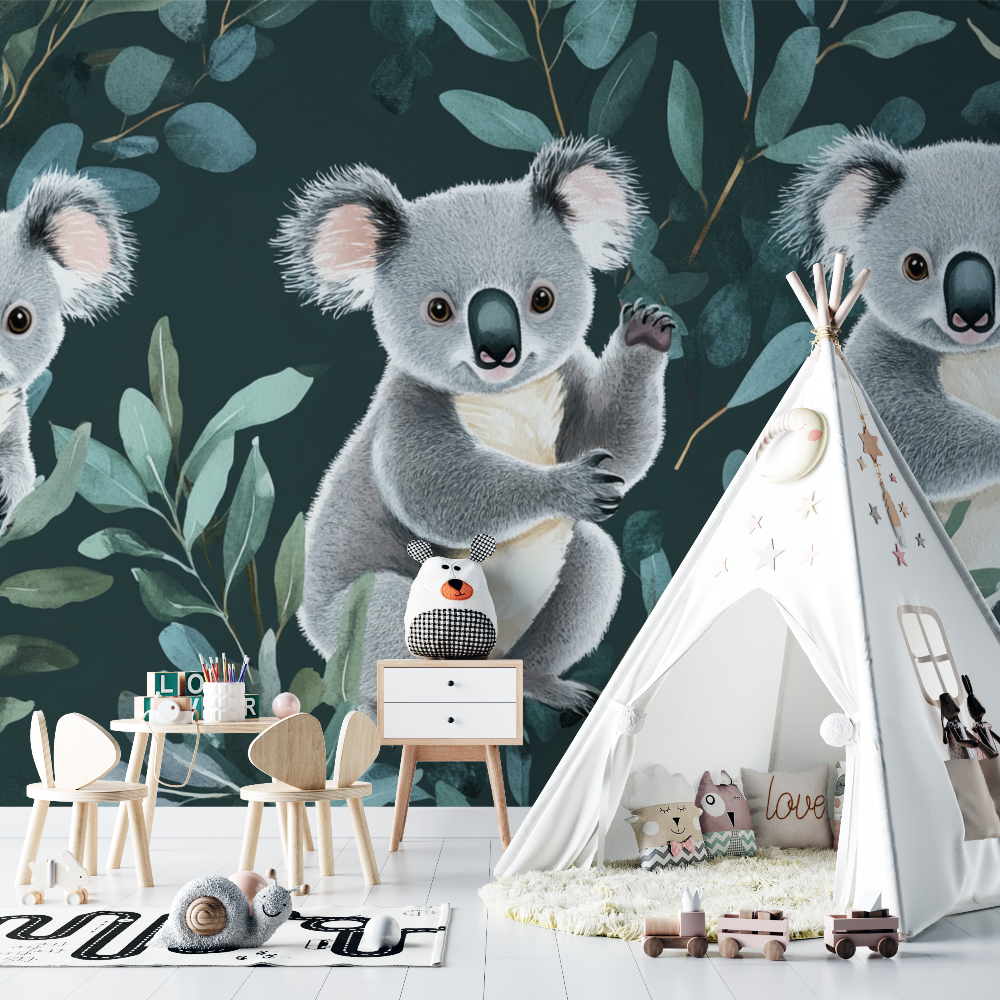 Koala Wallpaper in a Leaf Dance | Murals Wallpaper