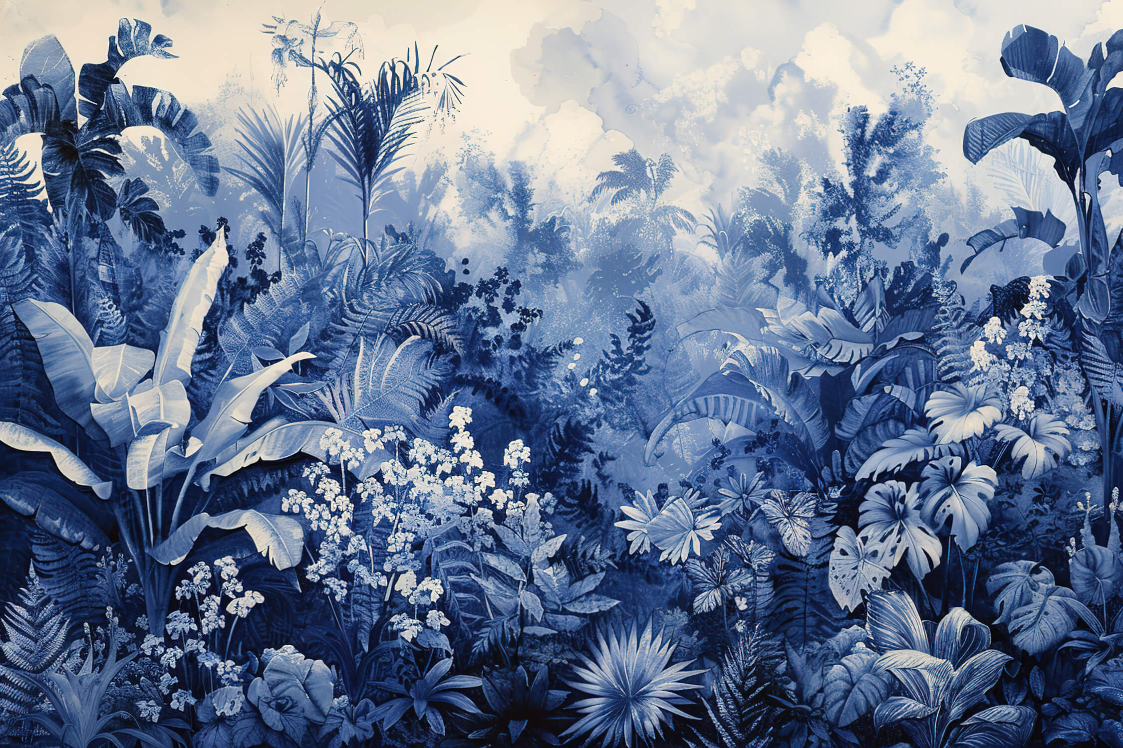 Blue and White Mural Wallpaper | Murals Wallpaper