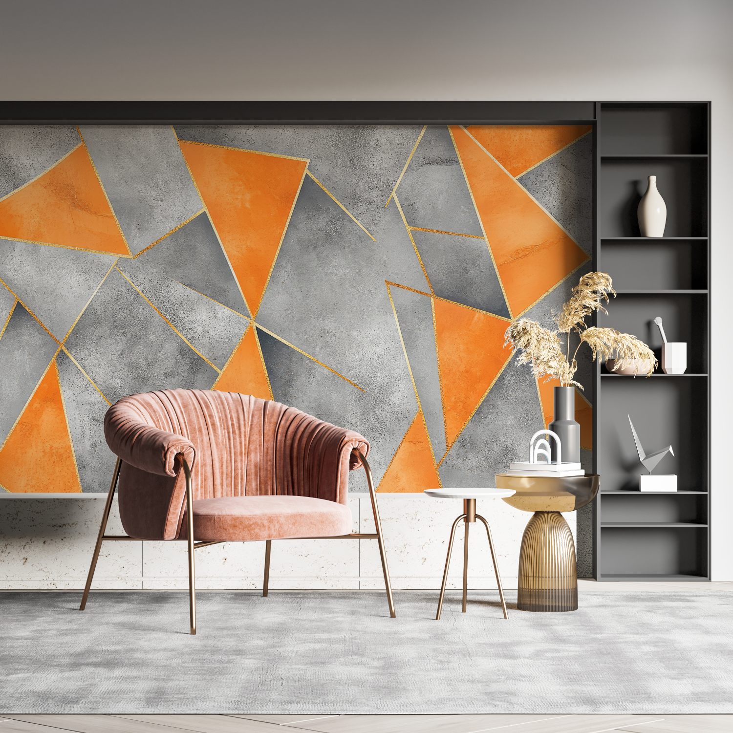 Orange and Gray Wallpaper | Murals Wallpaper