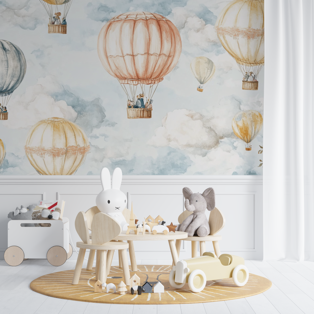 Vintage Watercolor Hot Air Balloon Wallpaper | Murals Wallpaper