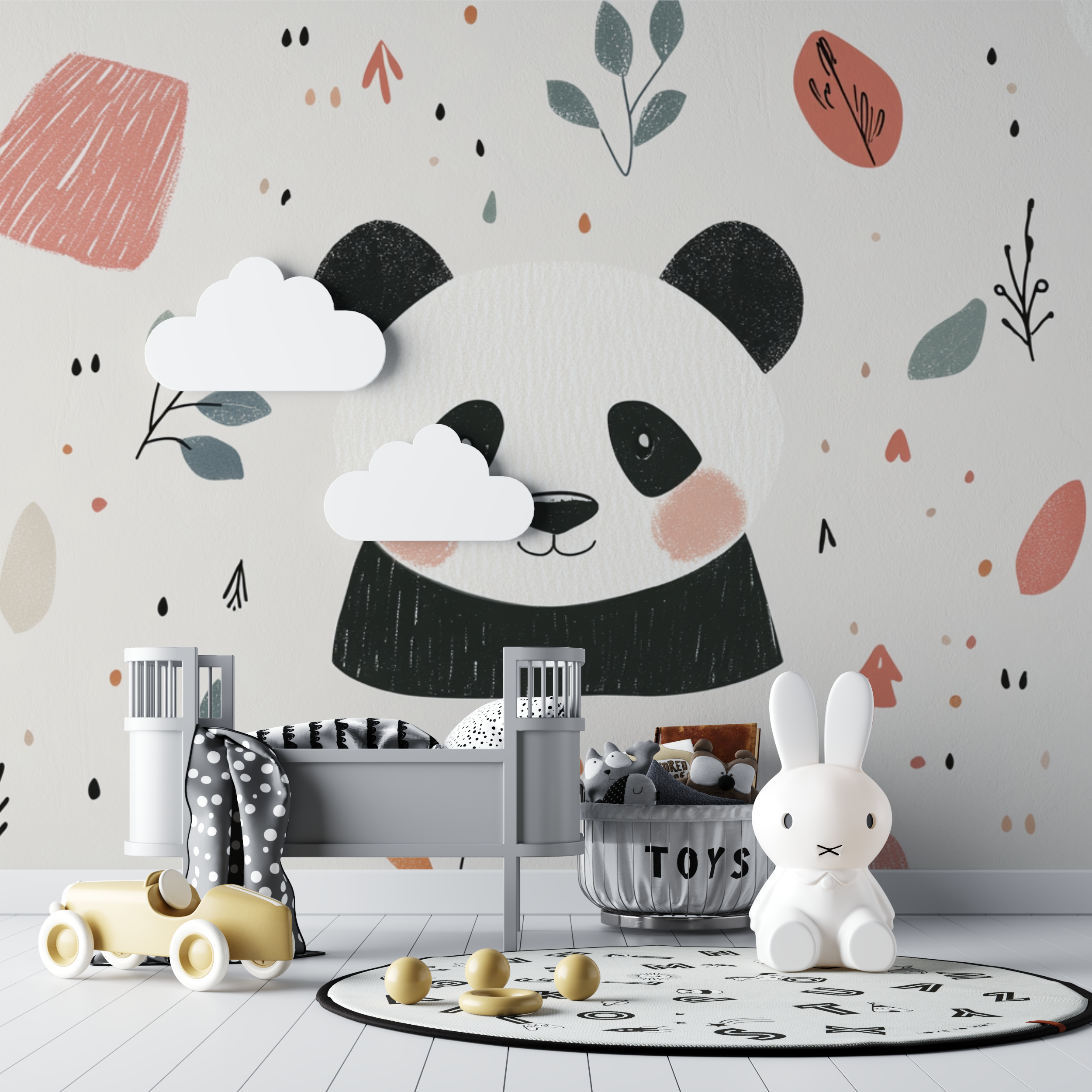 Panda Wallpaper and Nordic Patterns | Murals Wallpaper