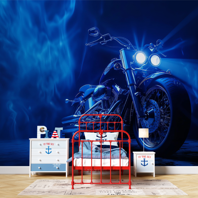 Beautiful Blue Tone Motorcycle Wallpaper | Murals Wallpaper