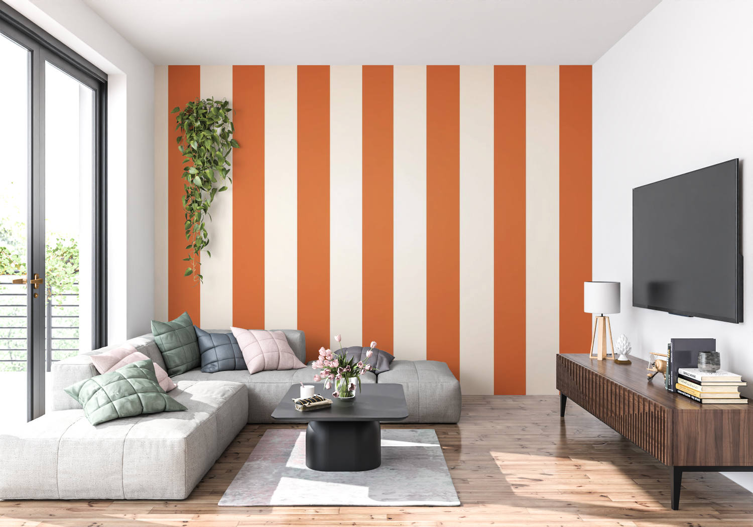 Orange Stripe Wallpaper | Murals Wallpaper