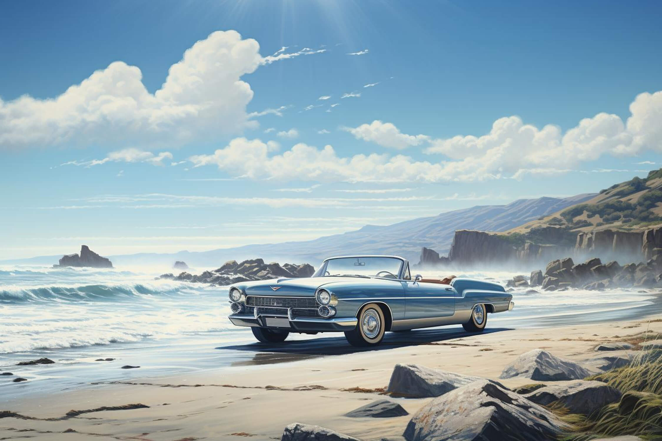 Blue Cuban Car Wallpaper | Murals Wallpaper