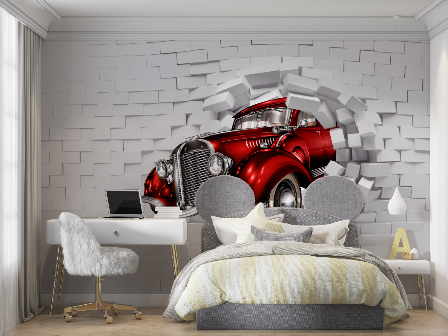 Auto Junge Tapete 3D Effekt | Wandbilder Tapete