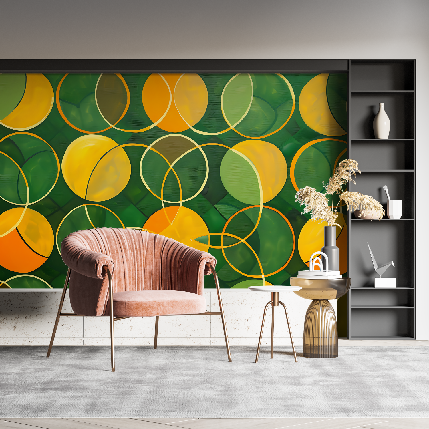 Geometric Green Orange Wallpaper | Murals Wallpaper