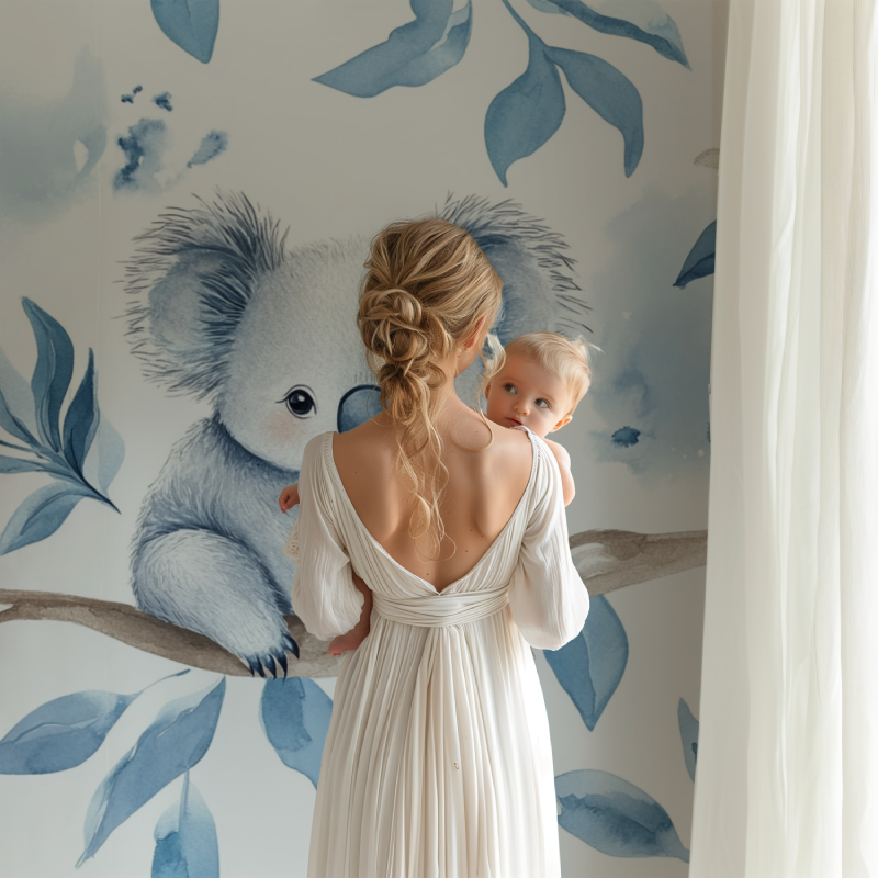 Koala Wallpaper Surrounded by Light Feathers | Murals Wallpaper