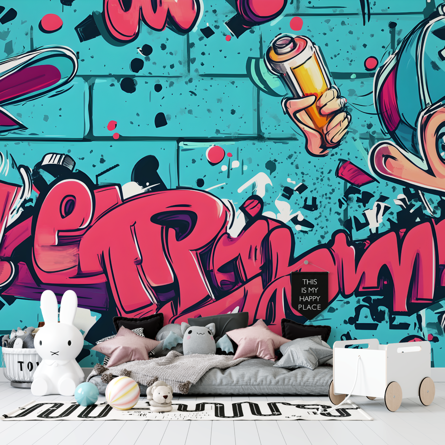 3D-Graffiti-Hintergrundbild für Teenager | Wandmalerei-Hintergrundbild