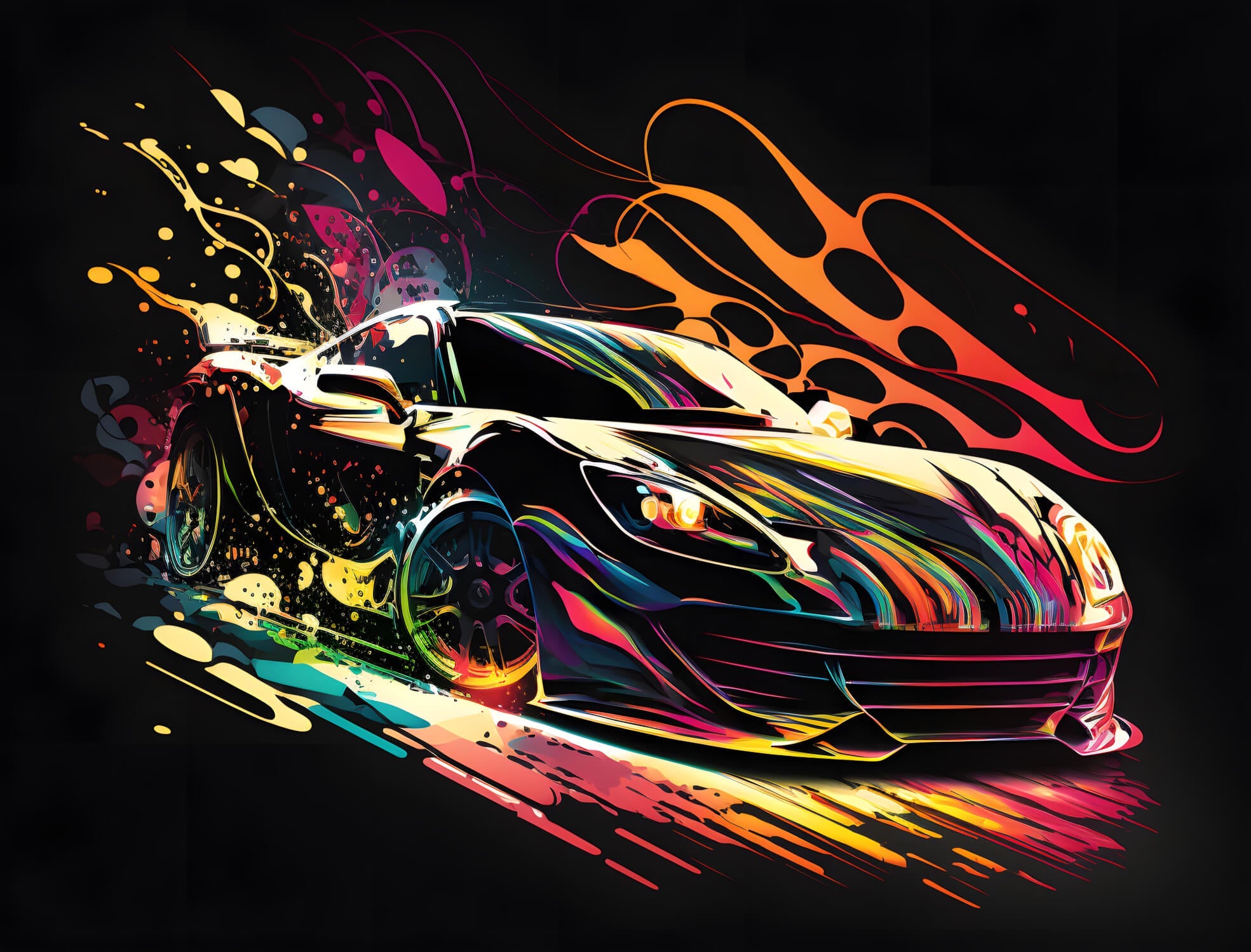 Black Car and Graffiti Wallpaper | Murals Wallpaper