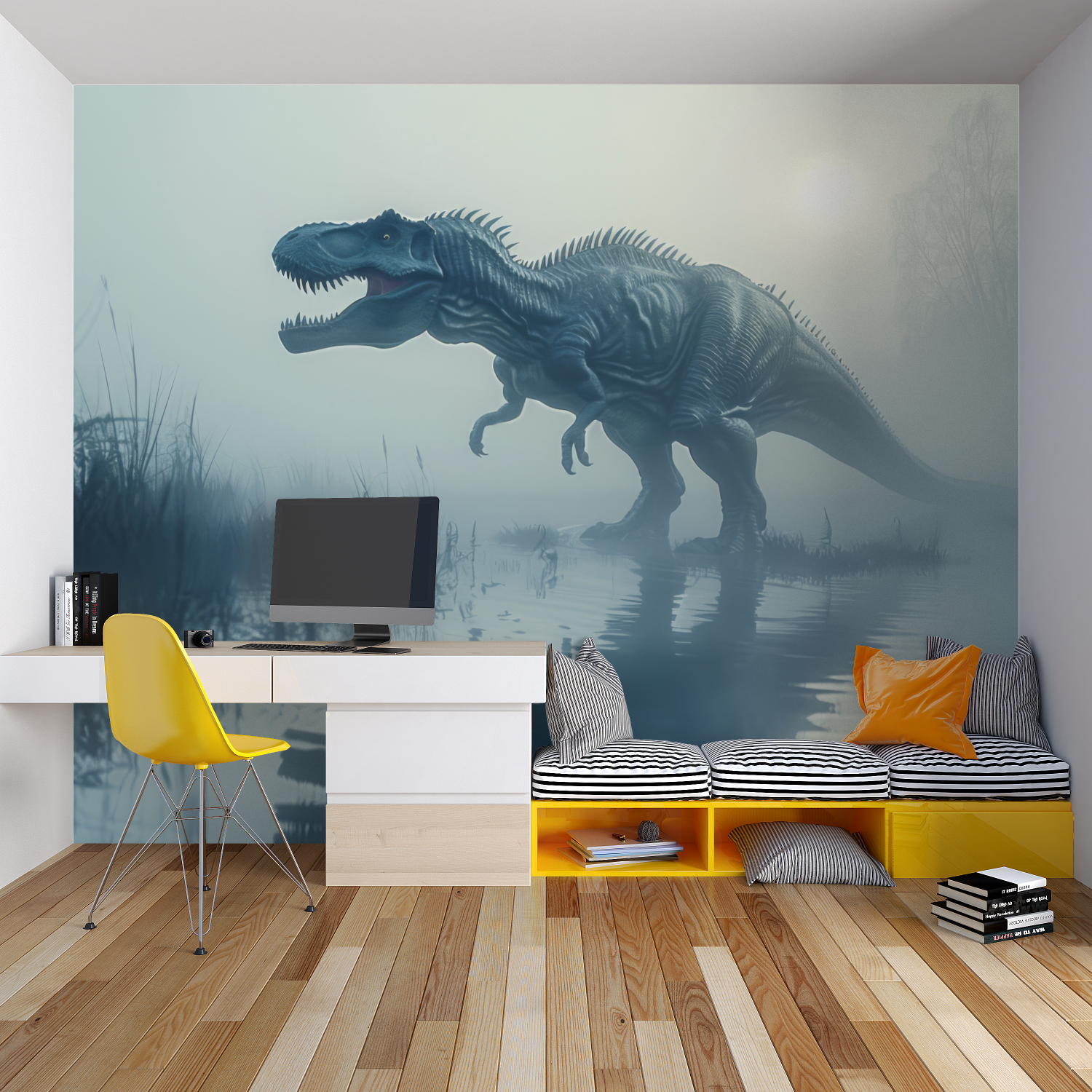 T-Rex Wallpaper in the Mist | Murals Wallpaper