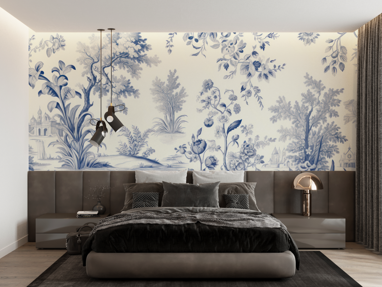 Blue Toile Wallpaper | Murals Wallpaper
