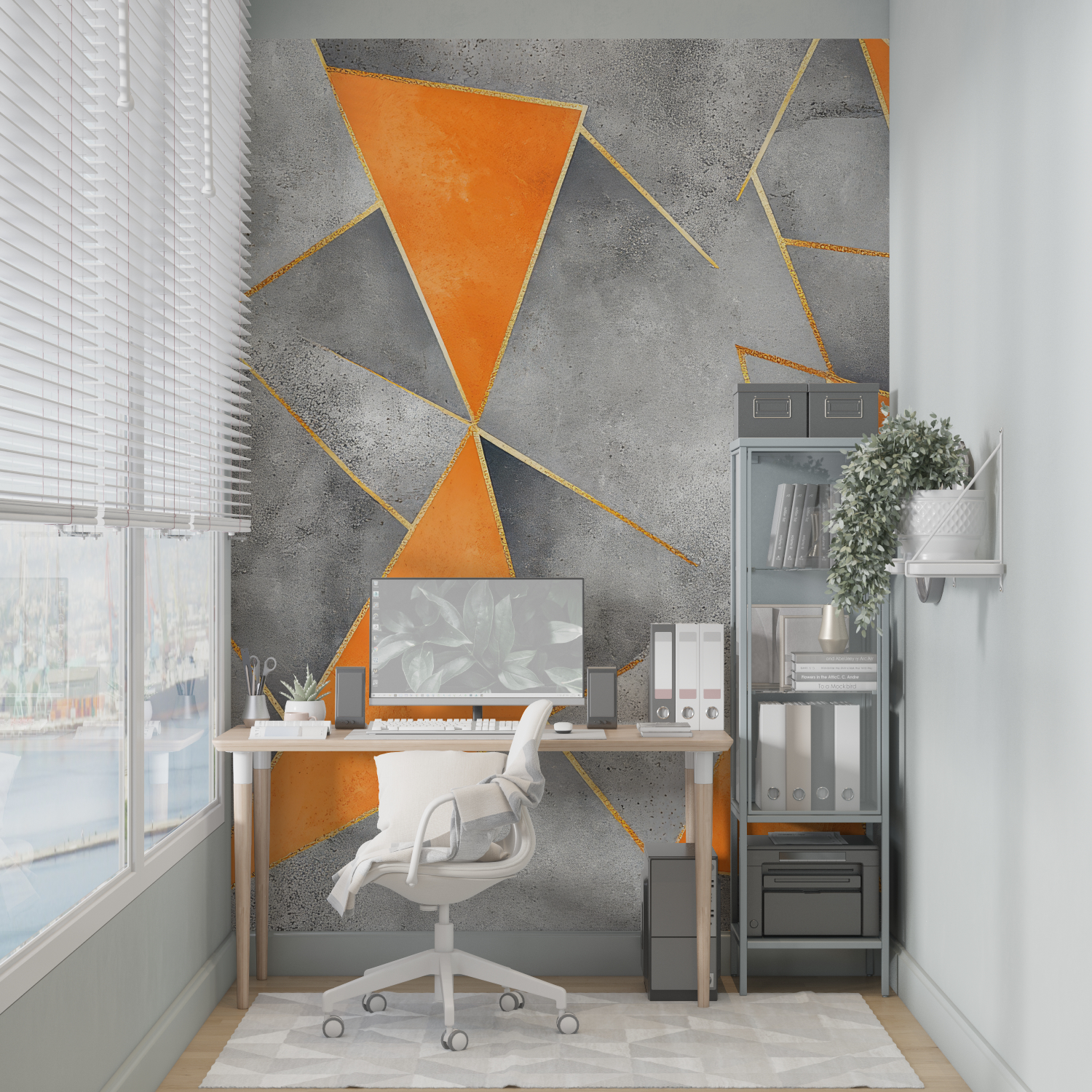 Orange and Gray Wallpaper | Murals Wallpaper