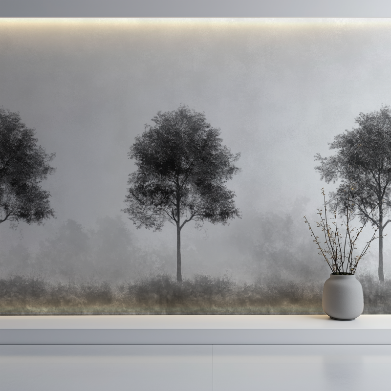 Gray and Black Tree Wallpaper | Murals Wallpaper