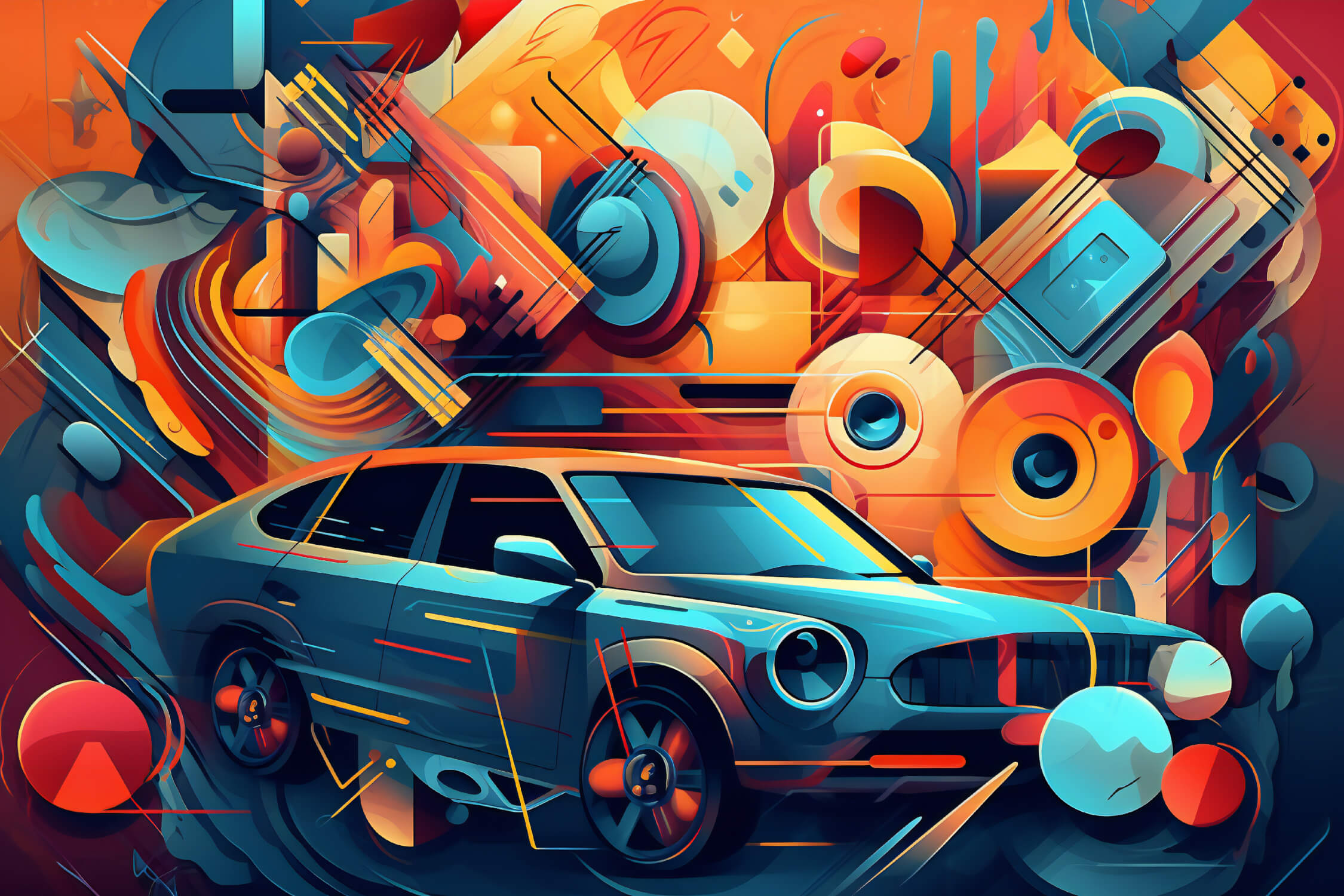Multicolor Car Wallpaper | Murals Wallpaper