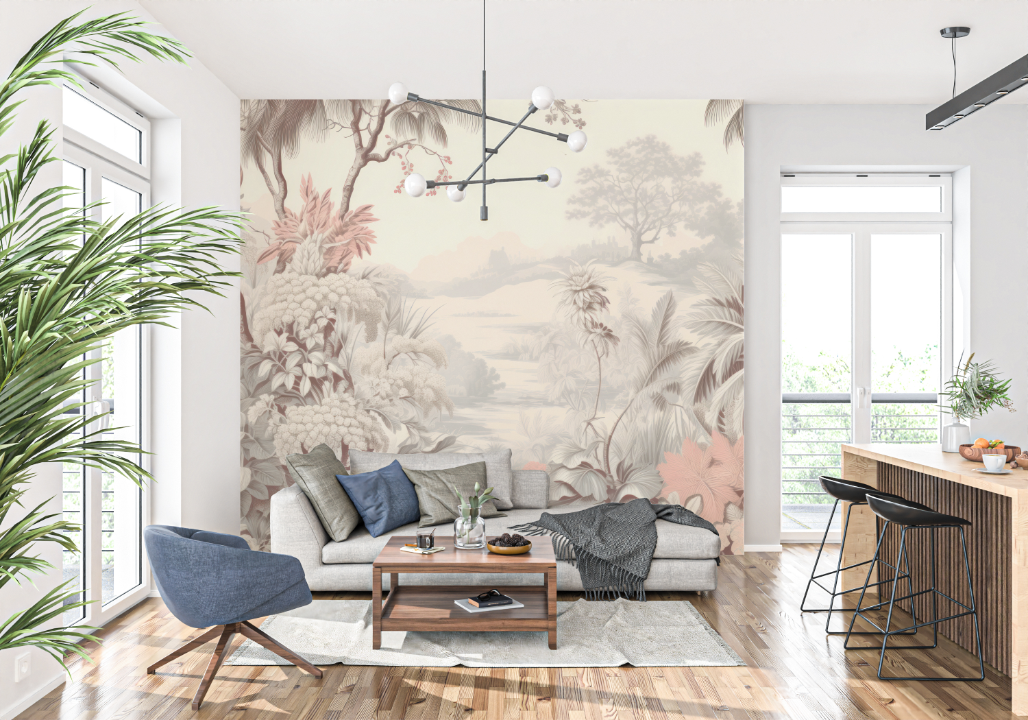 Jungle Toile de Jouy Wallpaper | Murals Wallpaper